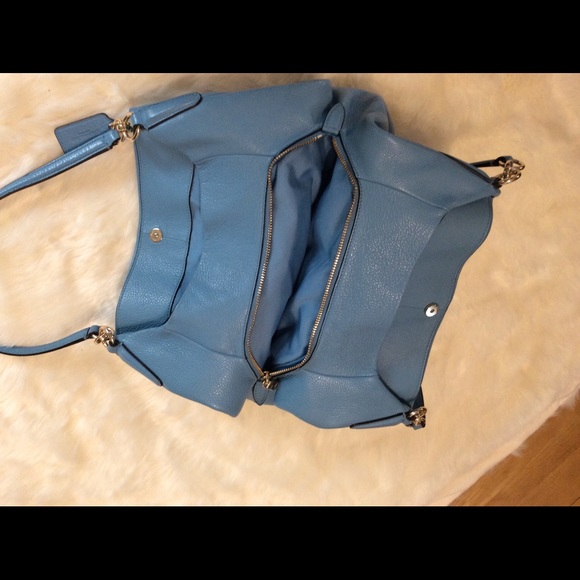 Coach Blue Leather Double Handle Bag - Picture 6 of 9